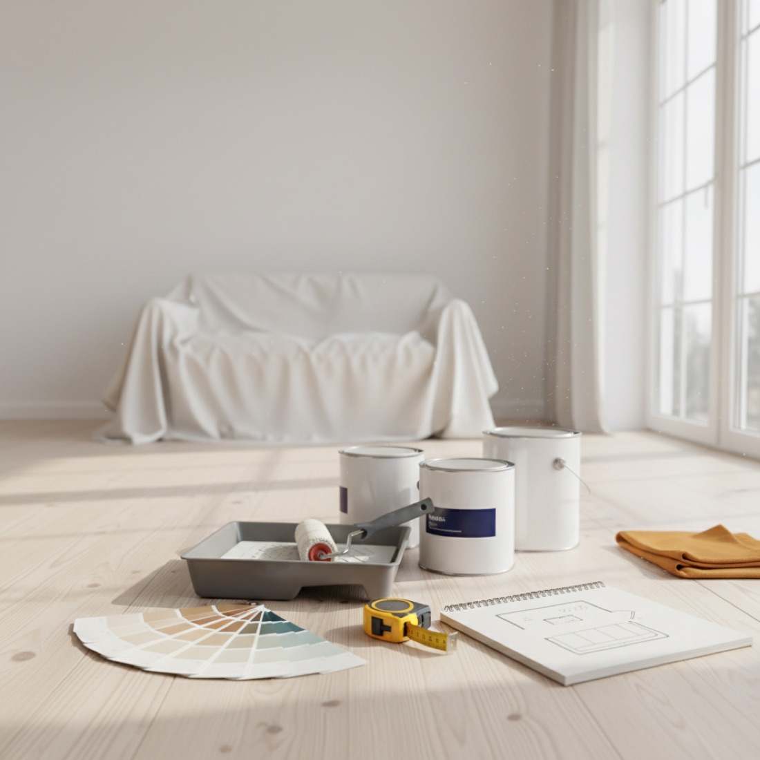 Homeowner planning a renovation project with material calculations